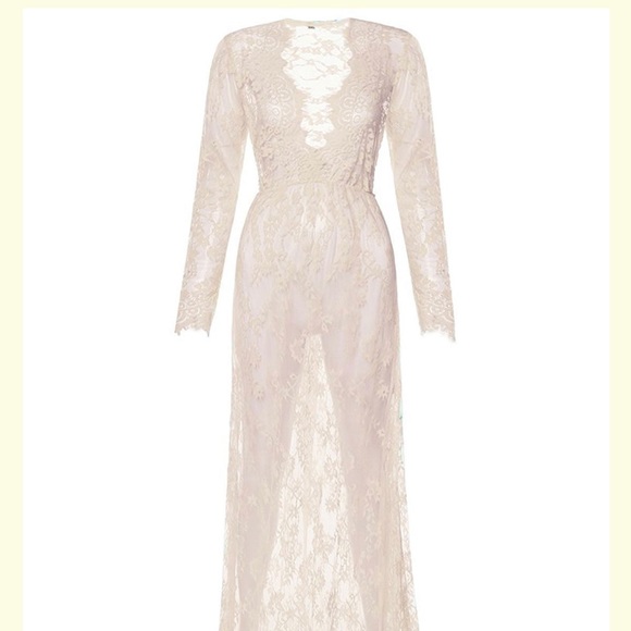 White Lace Maternity Sheer Maxi - Picture 2 of 2